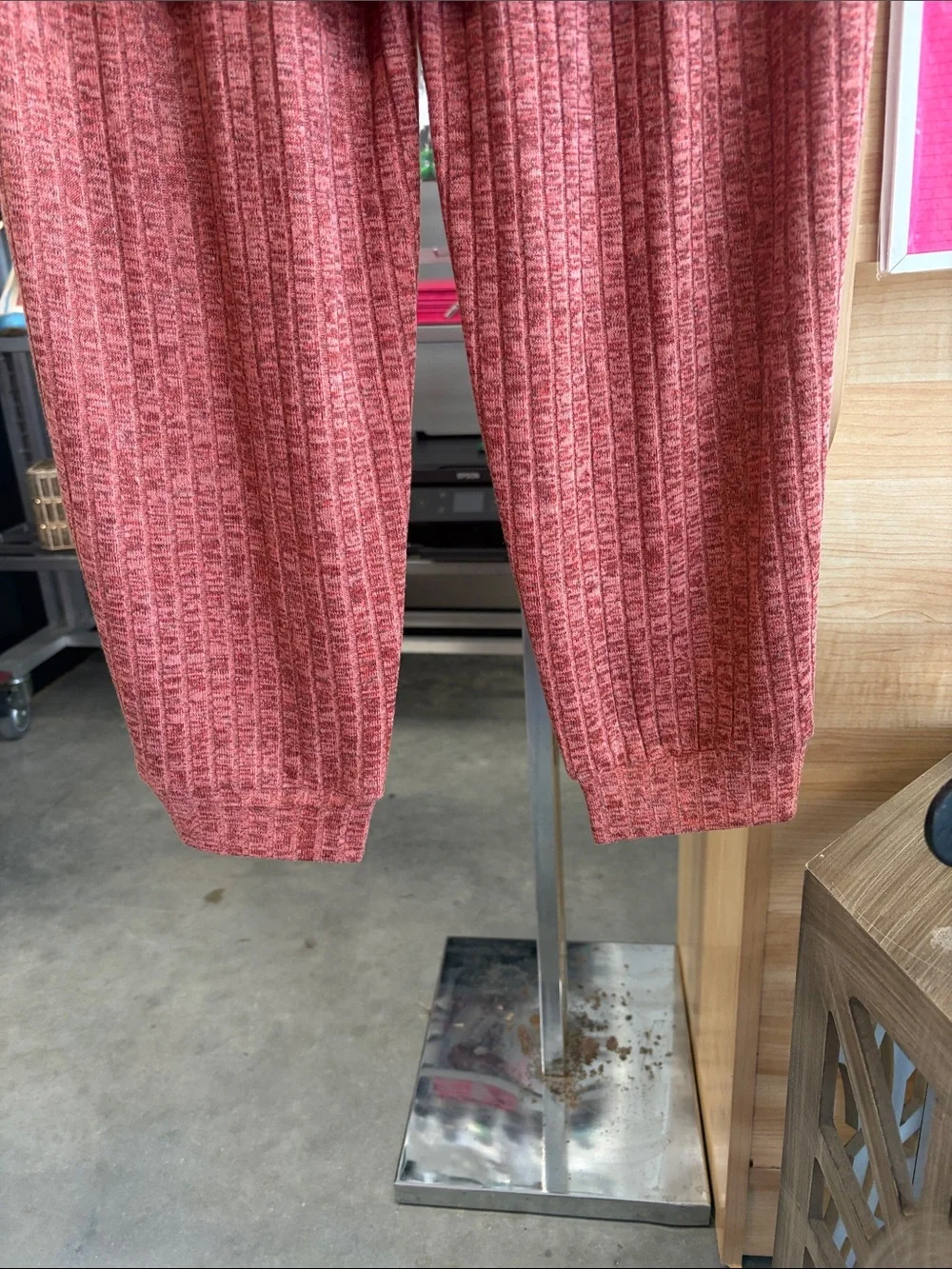 Women's Ribbed Cold-Shoulder Pantsuit in Rust - Picture 3 of 5